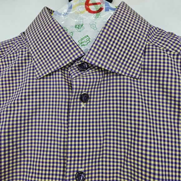 Eton Shirt Mens 15.5 Contemporary Check Button Up Long Sleeve Dress Shirt FLAWS - Picture 2 of 10